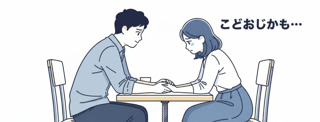 子供部屋おじさんかもしれないと思って悲しんでいる女性の画像