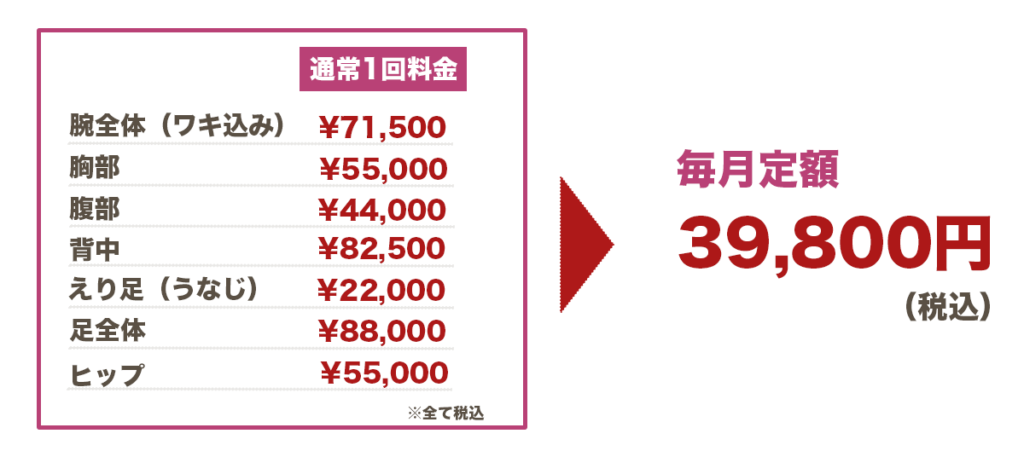 定額制の料金表