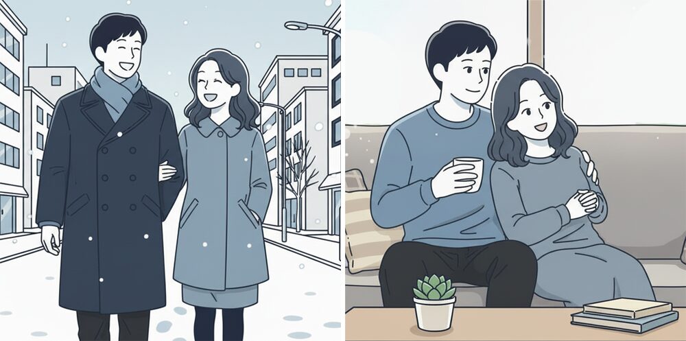 スキンシップをとる男女の画像