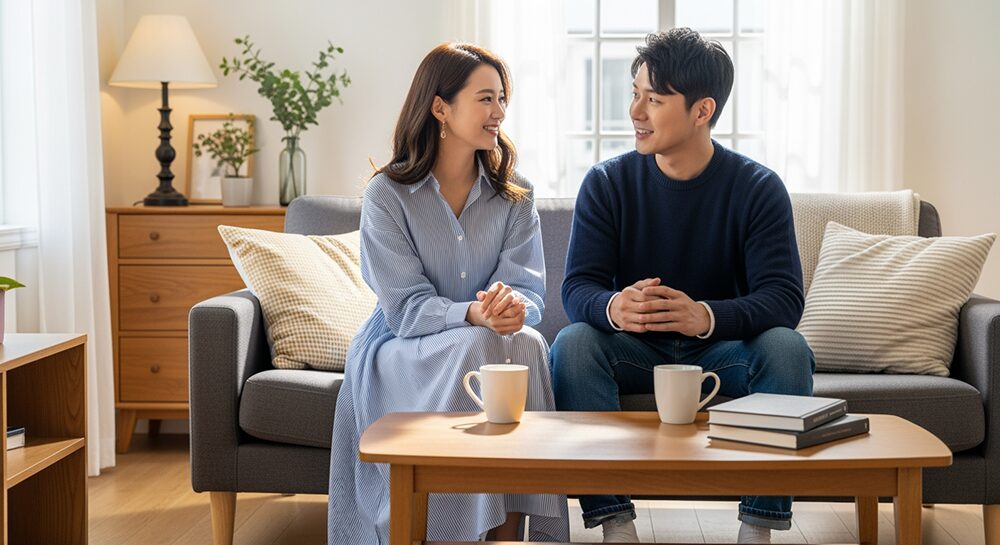 40代女性のお家デートのコーディネートの画像