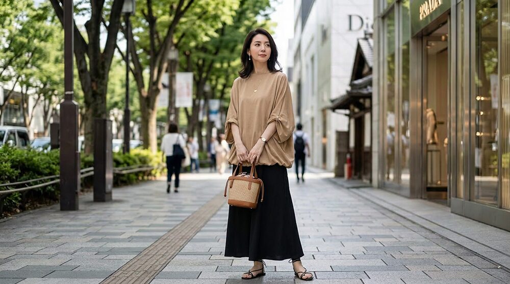 体のシルエットを隠すコーデの画像