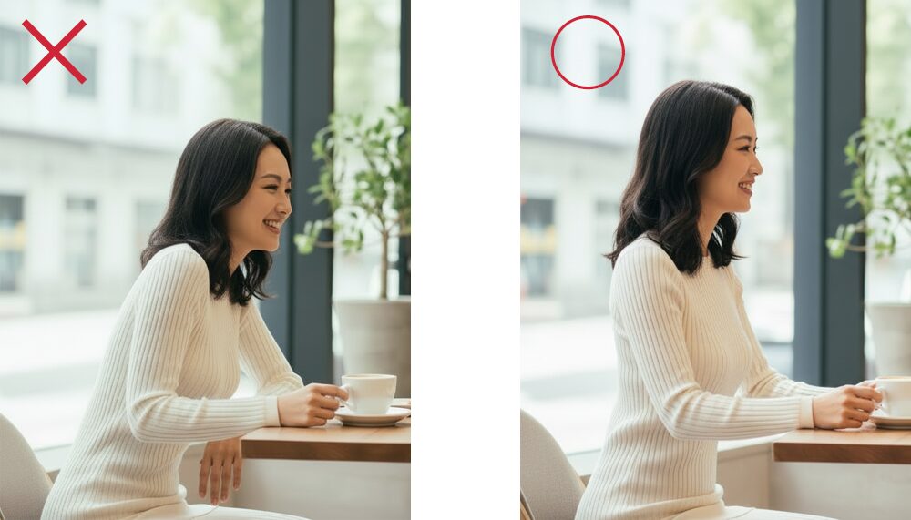 姿勢の悪い・良い状態の比較画像