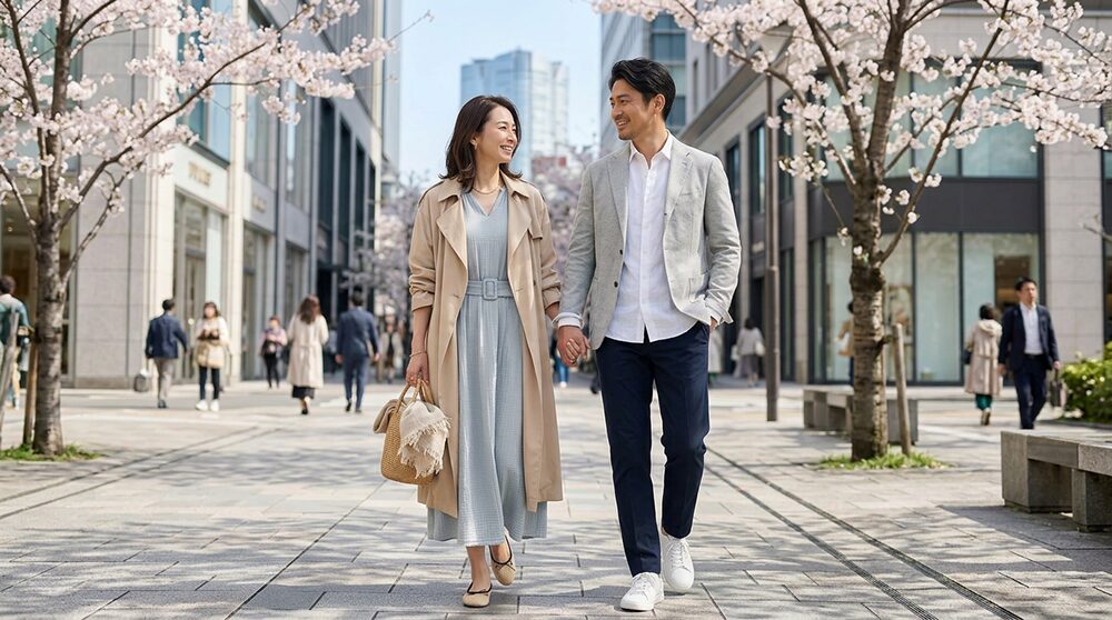 40代のデート服：春のコーディネート例