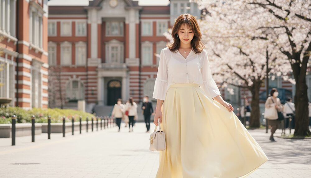 シースルーの着こなしコーディネートの例の画像