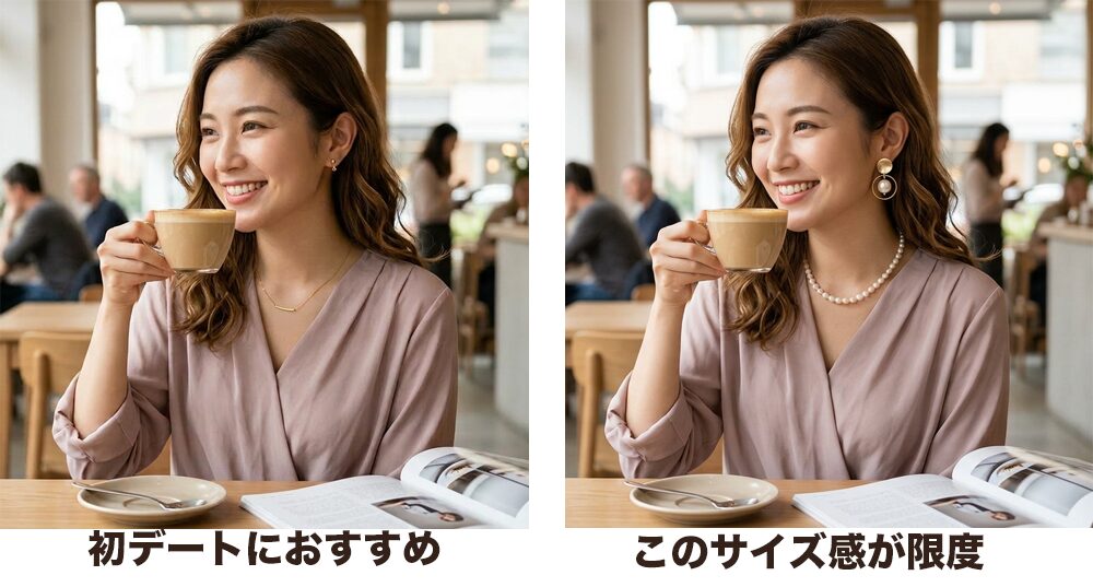 初デートにおすすめのサイズ感のアクセサリー