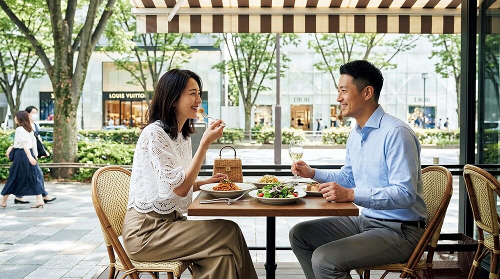 40代の初デート服：カフェでのデートコーデ
