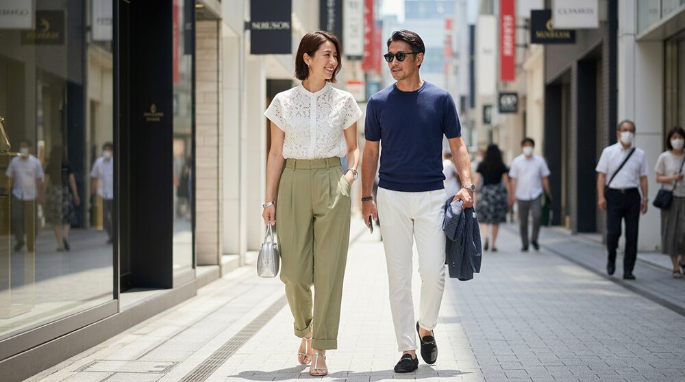 40代夏のデート服:夏の大人レースを着た女性の画像